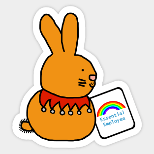 Essential Employee Bunny Rainbow Sticker